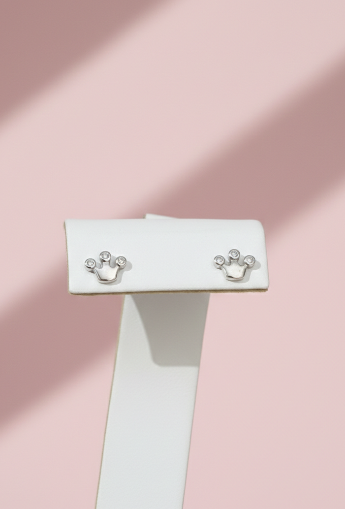 Royal Tiara 925 Sterling Silver Stud Earrings