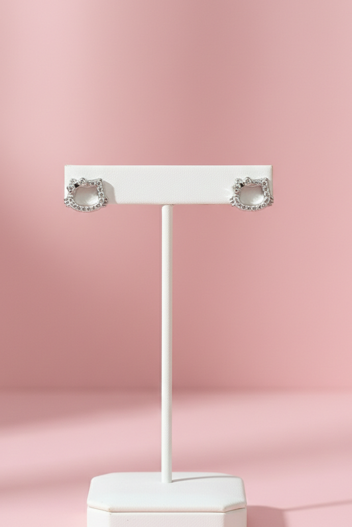 Cute Hello Kitty Silver Studs | 925 Sterling Silver