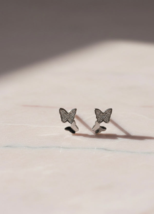 925 Sterling Silver Enchanted Twin Butterfly Stud Earrings
