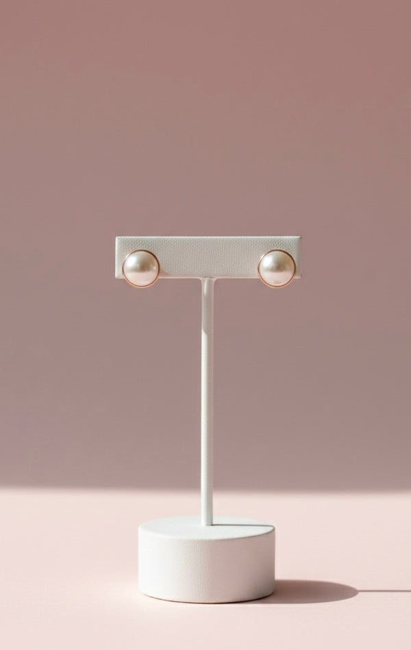 Classic Pearl Stud Earrings in Pure 925 Sterling Silver