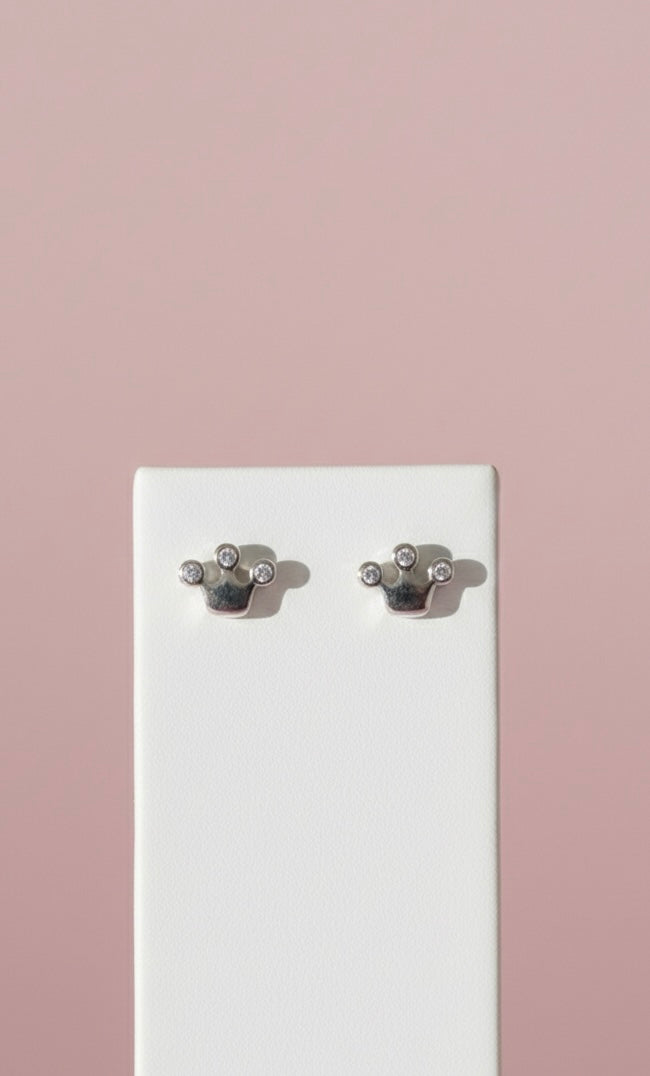 Royal Tiara 925 Sterling Silver Stud Earrings