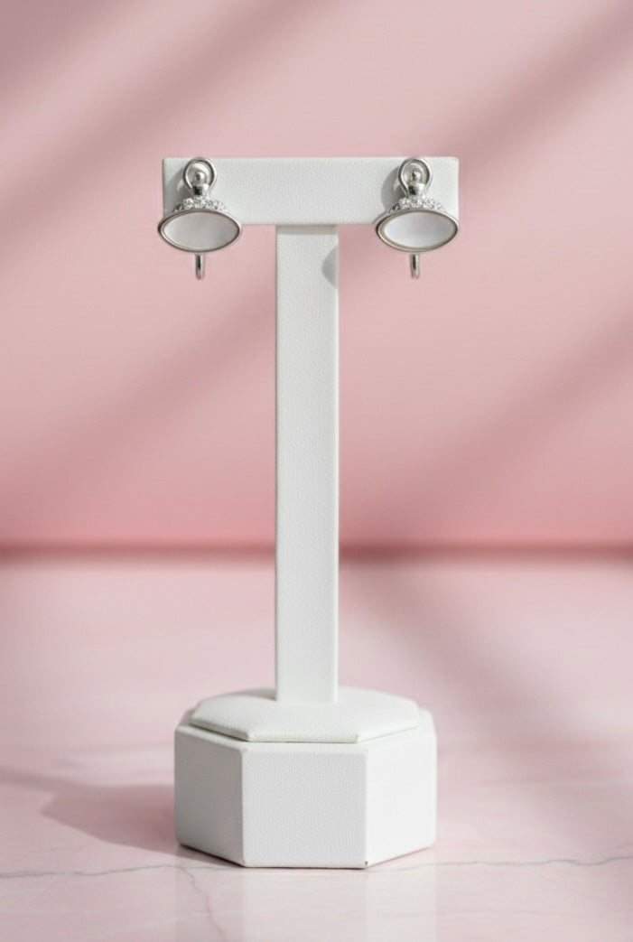 Elegant Ballerina Mother of Pearl 925 Silver Stud Earrings