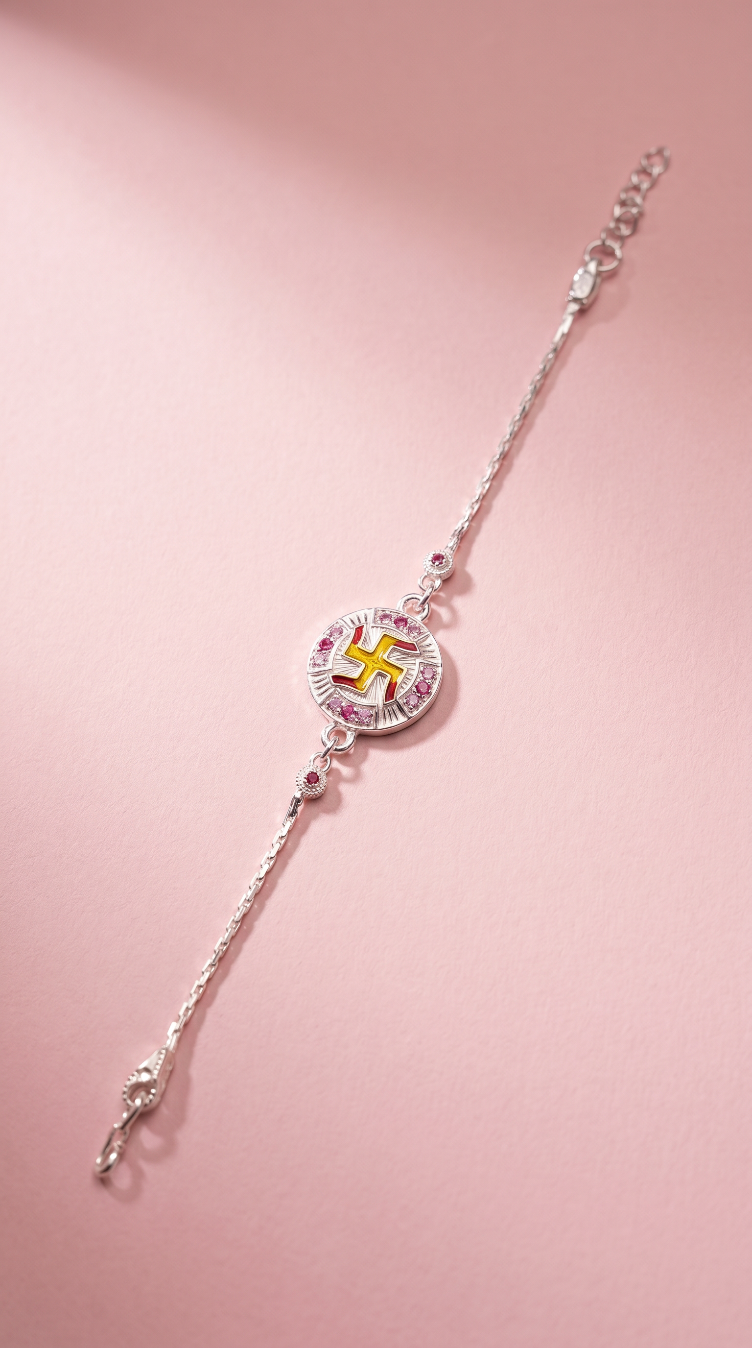 ARNASILVERS Premium 100% Genuine Silver Swastik Rakhi Bracelet