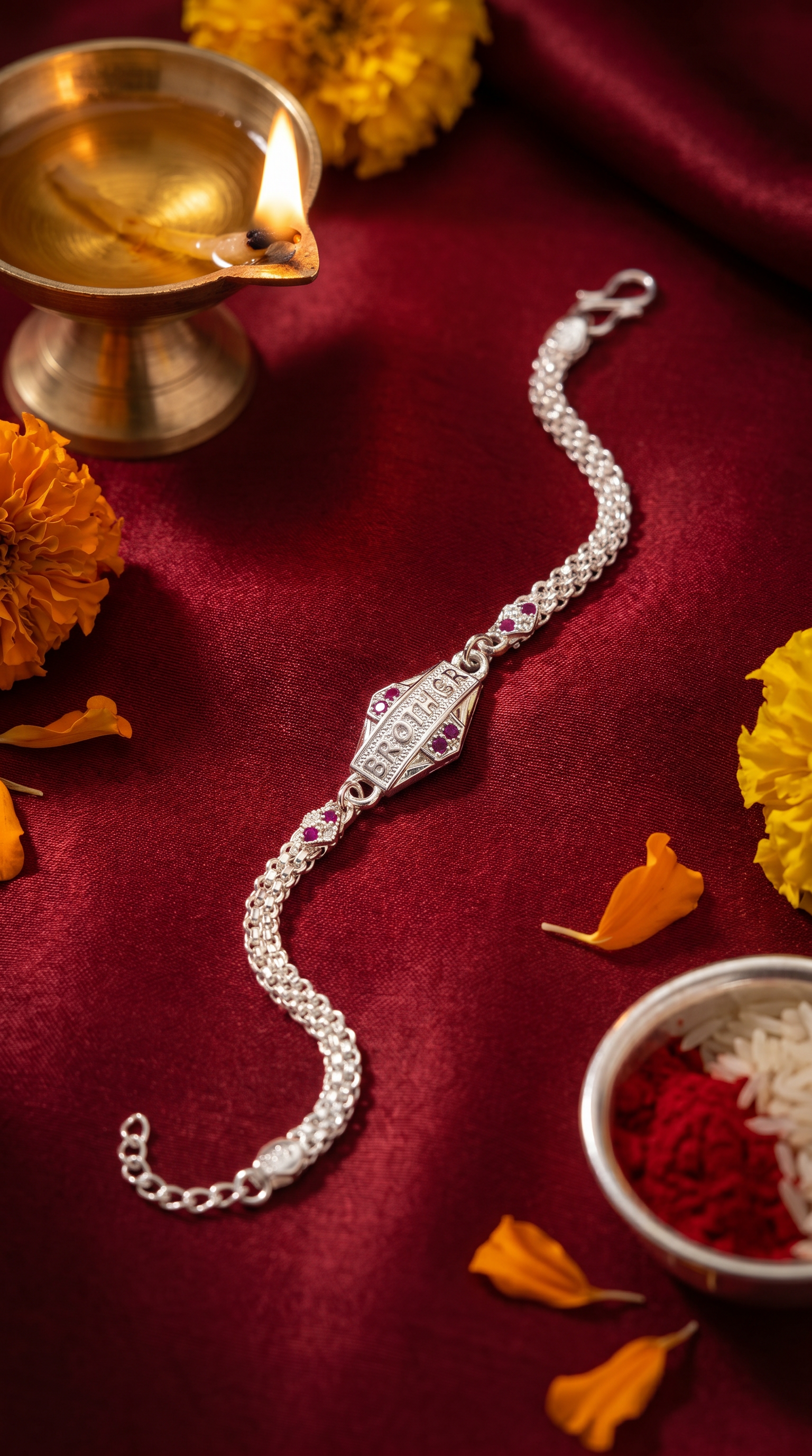 ARNASILVERS Premium Genuine Silver Brothers Rakhi Bracelet