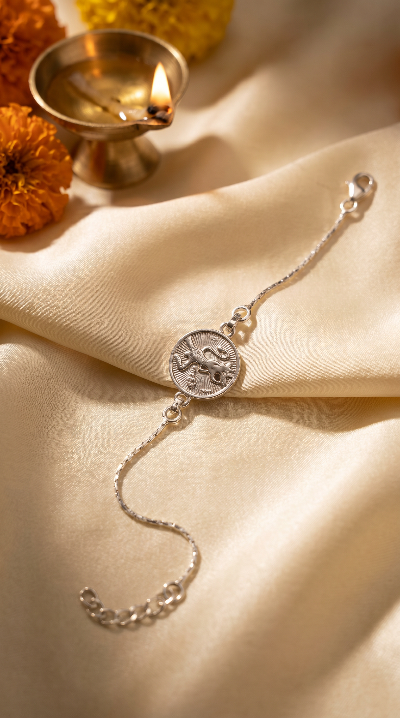 Premium Silver Lord hanuman Rakhi Bracelet