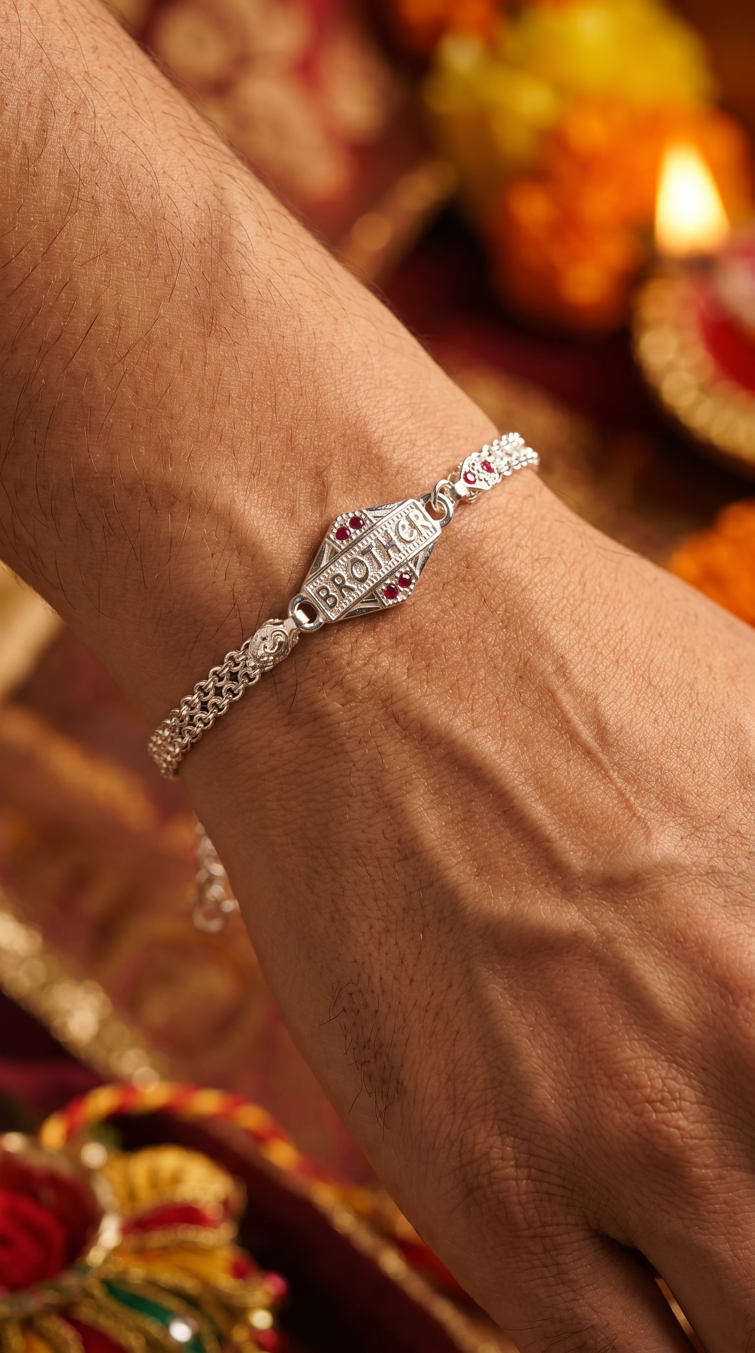 ARNASILVERS Premium Genuine Silver Brothers Rakhi Bracelet