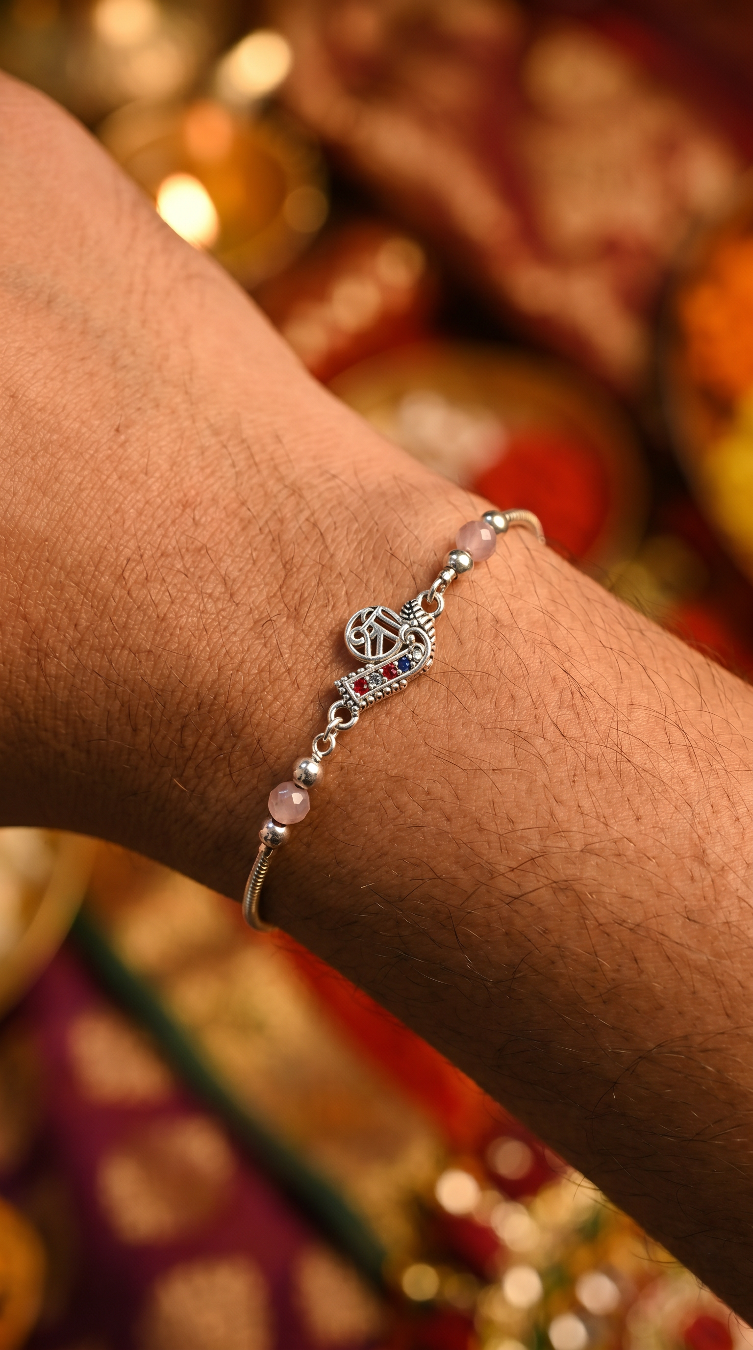 ARNASILVERS Premium Silver Krishna Flute Rakhi Bracelet