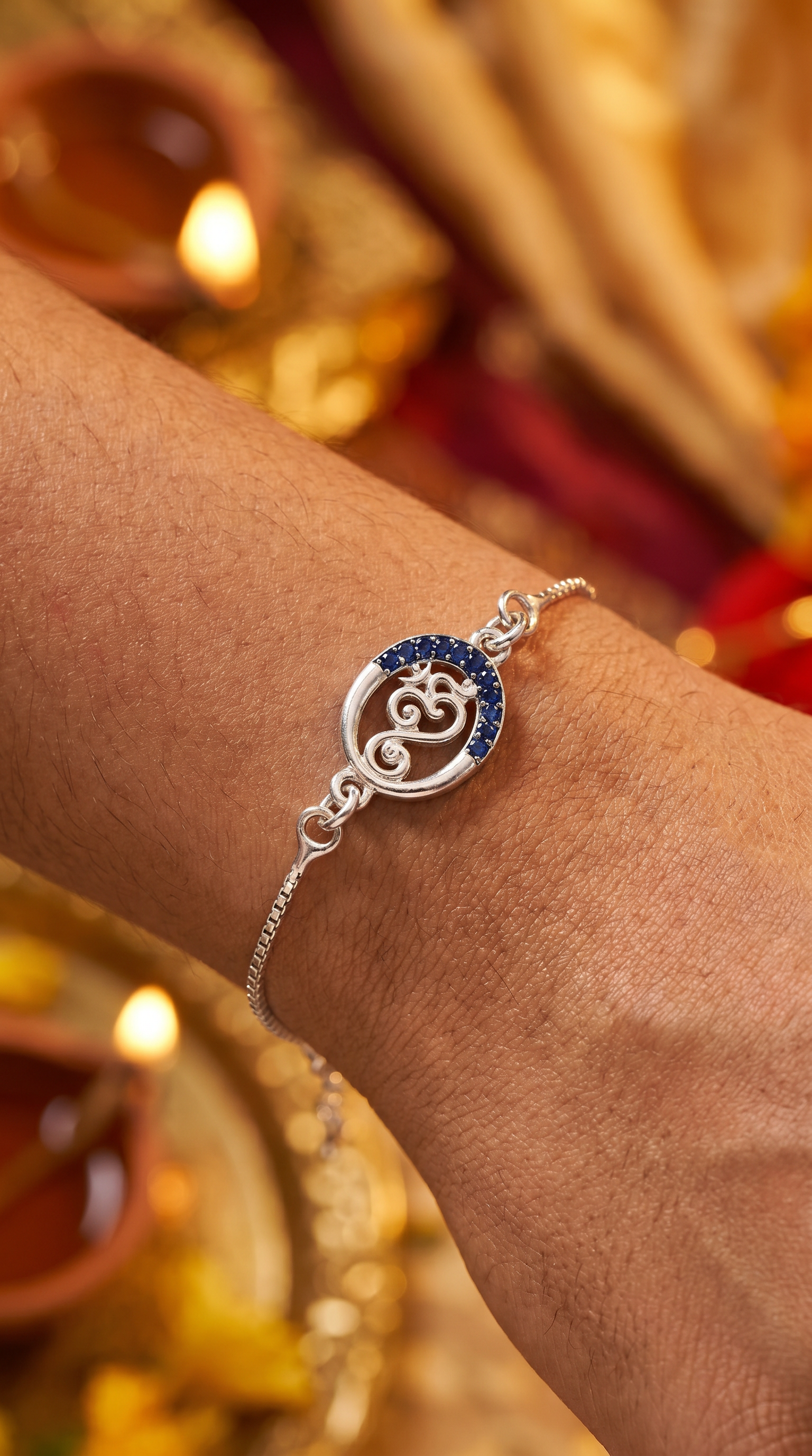 ARNASILVERS Premium  Silver Om Rakhi Bracelet