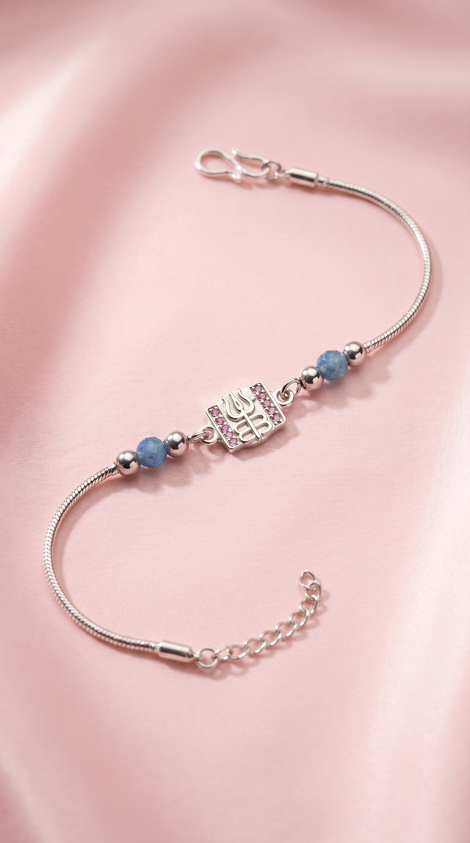 ARNASILVERS Premium Silver Trishul & Damru Rakhi Bracelet