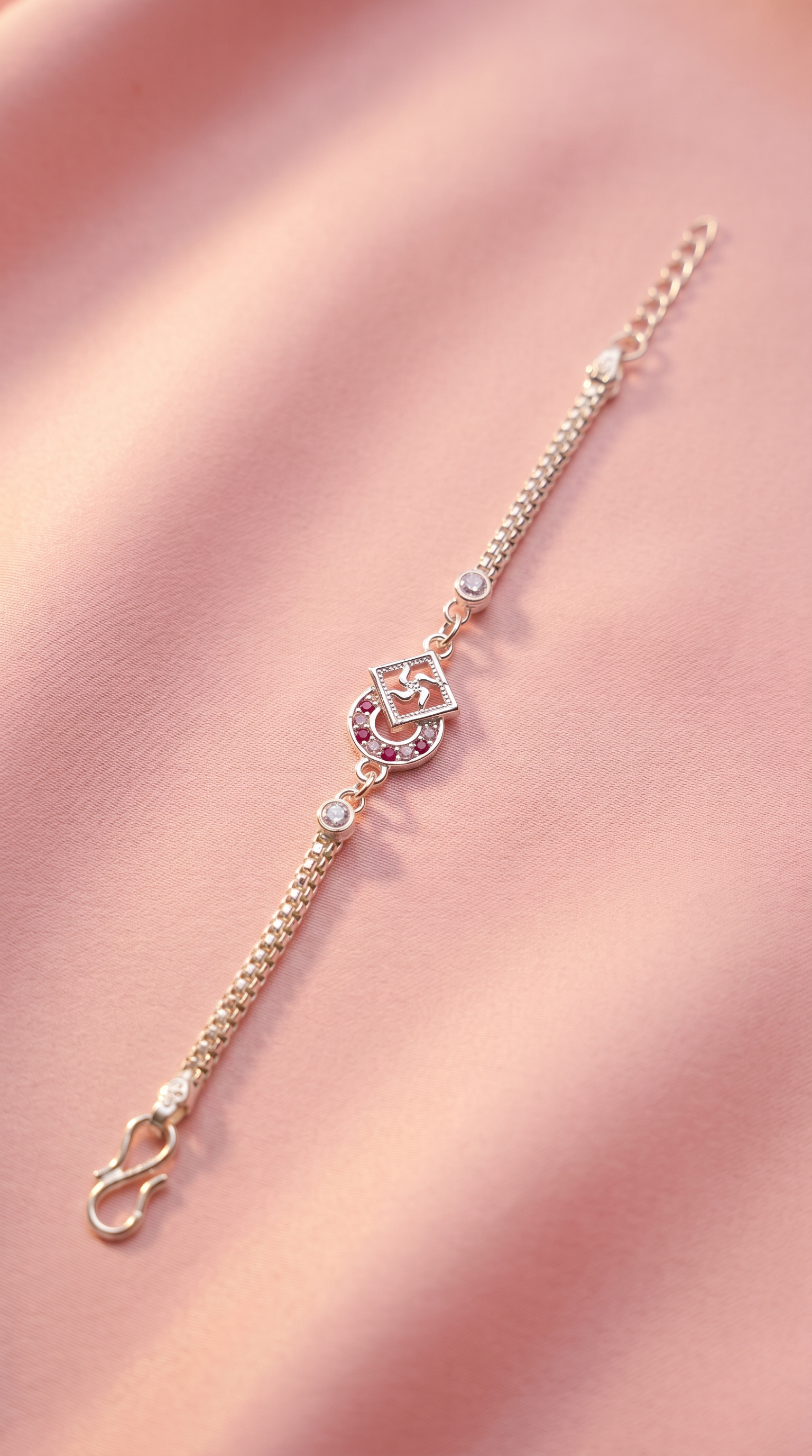ARNA SILVERS Premium Silver Swastik Rakhi Bracelet