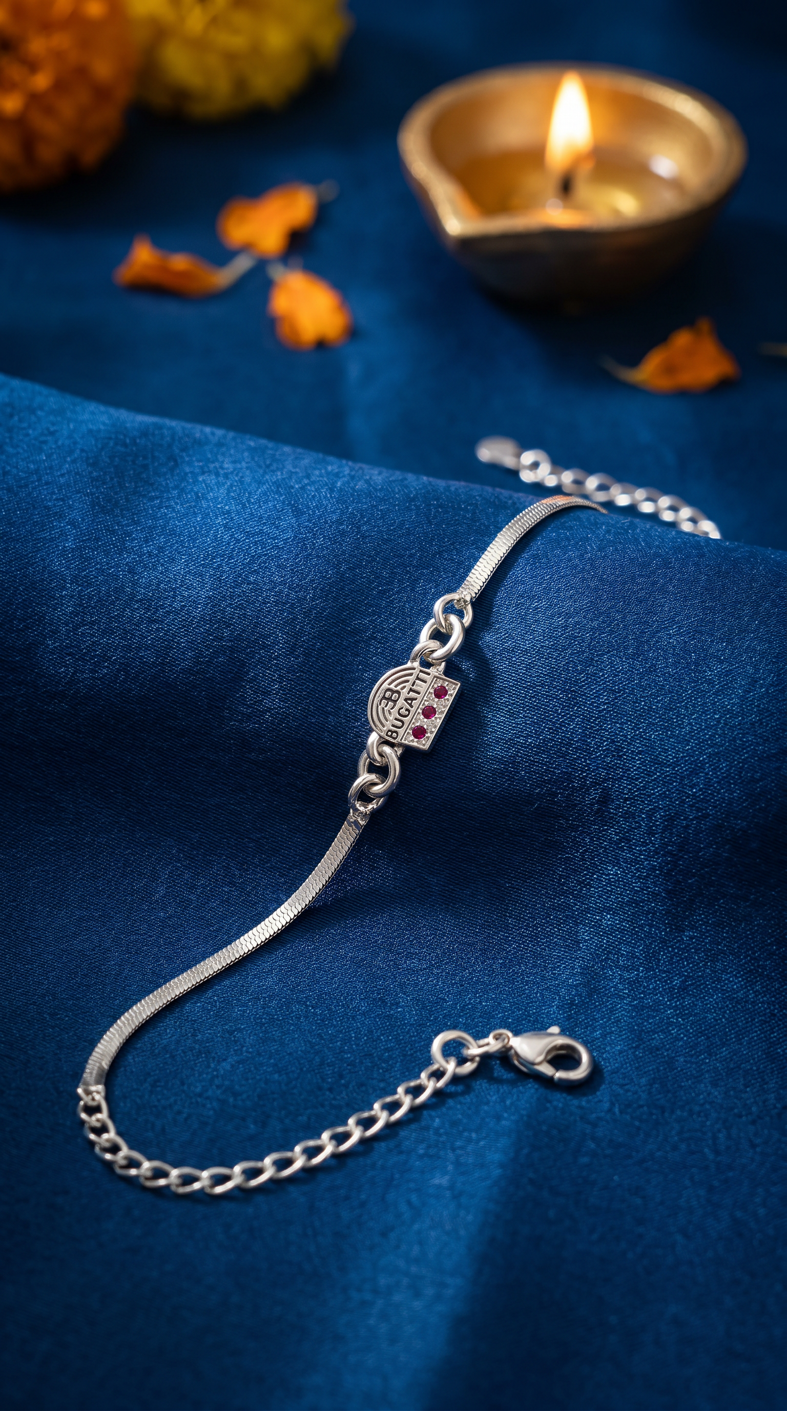 Silver Bugatti Inspired Rakhi Bracelet