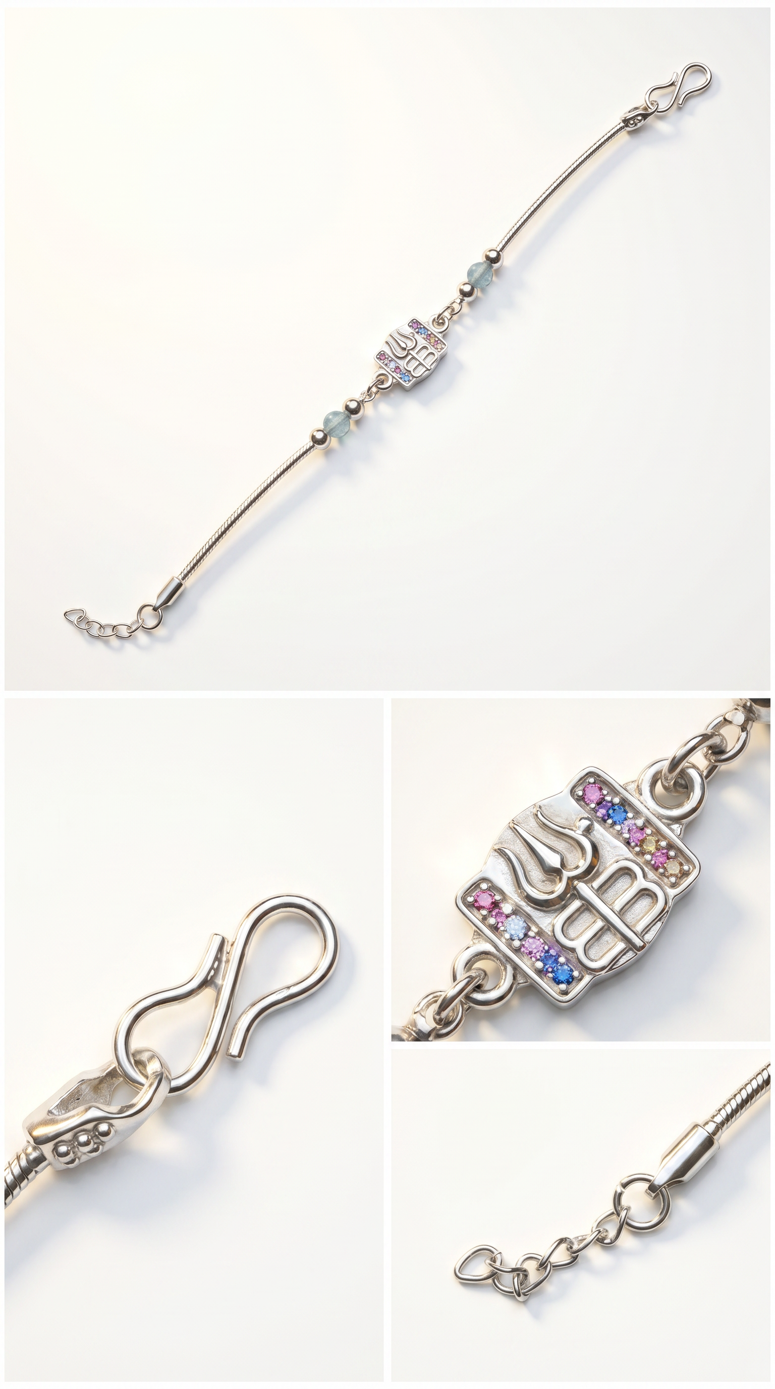 ARNASILVERS Premium Silver Trishul & Damru Rakhi Bracelet