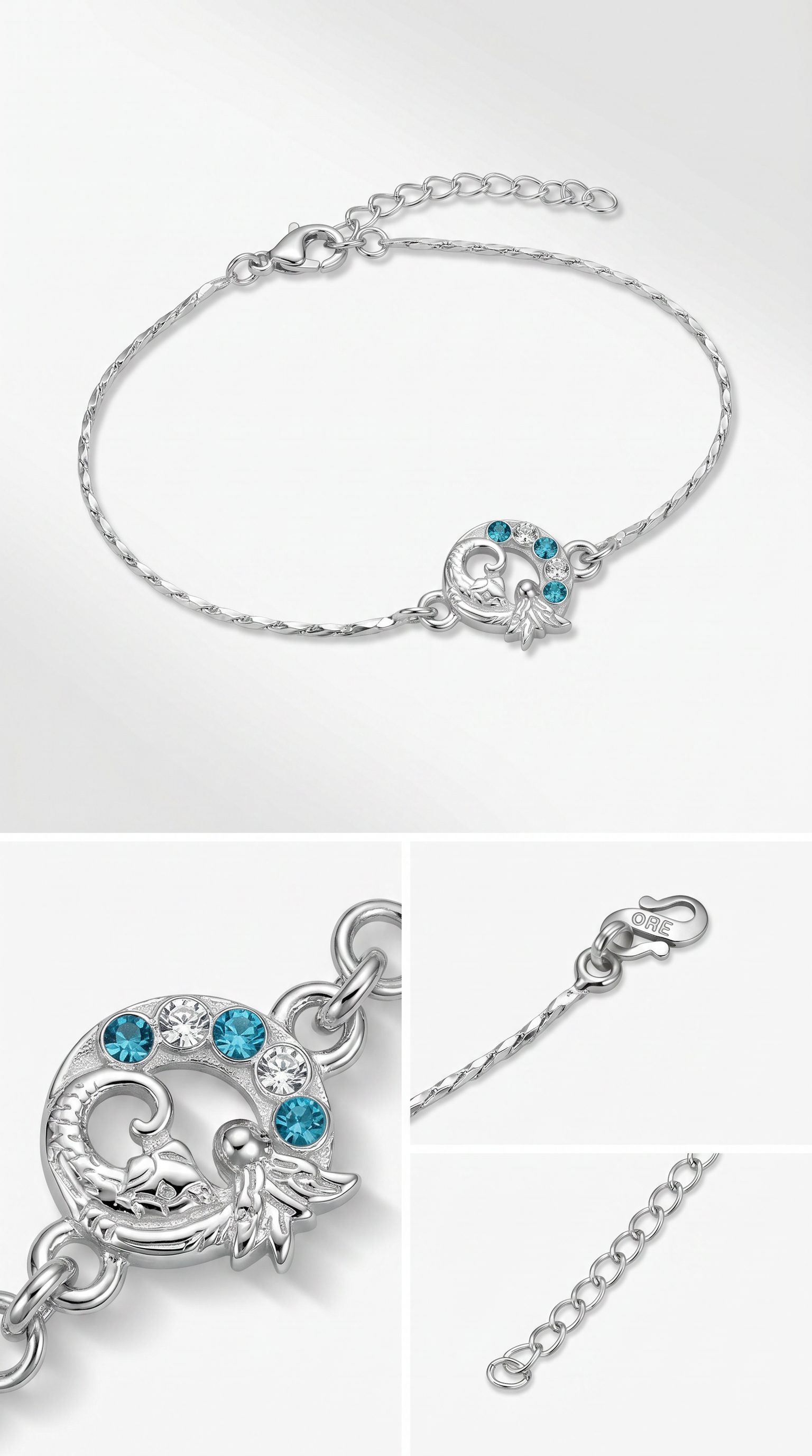 ARNASILVERS Premium 100% Genuine Silver Moon & Baby Rakhi Bracelet