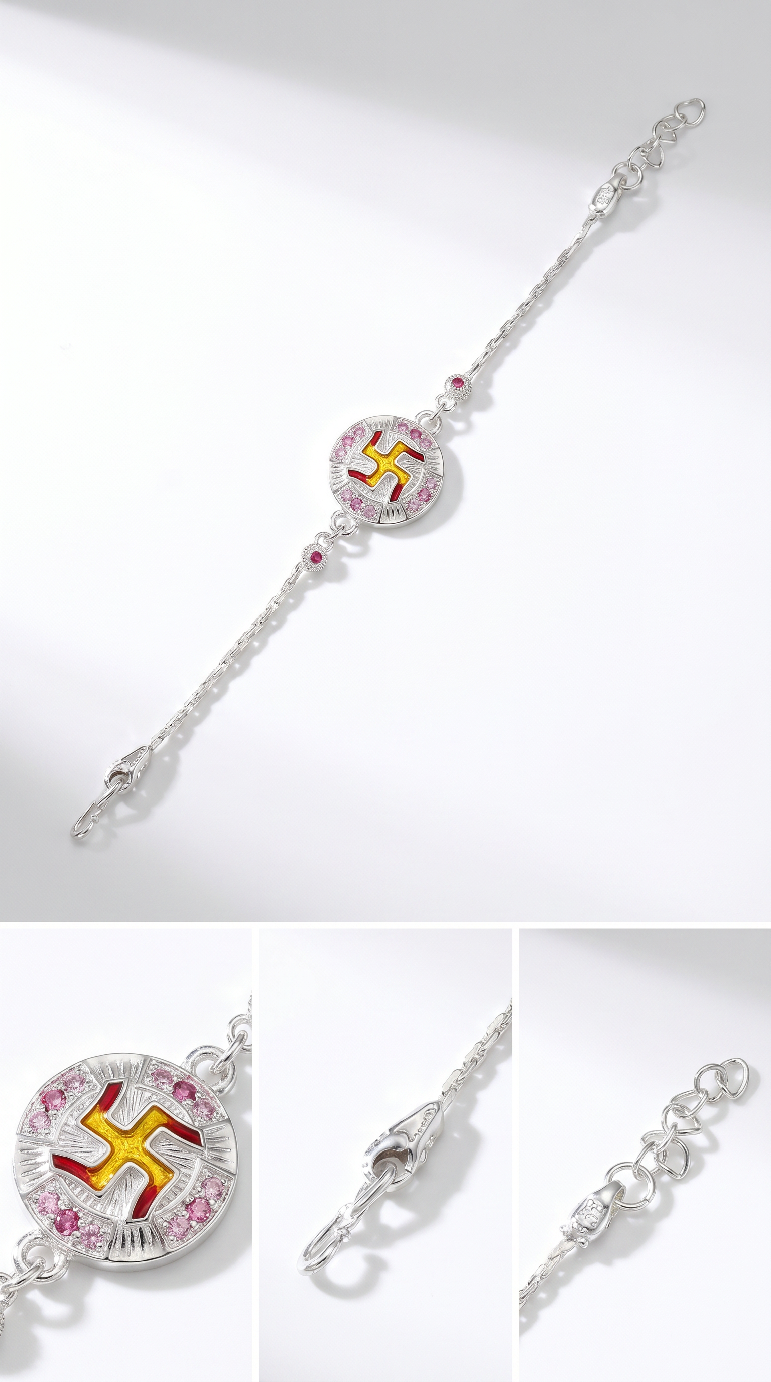 ARNASILVERS Premium 100% Genuine Silver Swastik Rakhi Bracelet