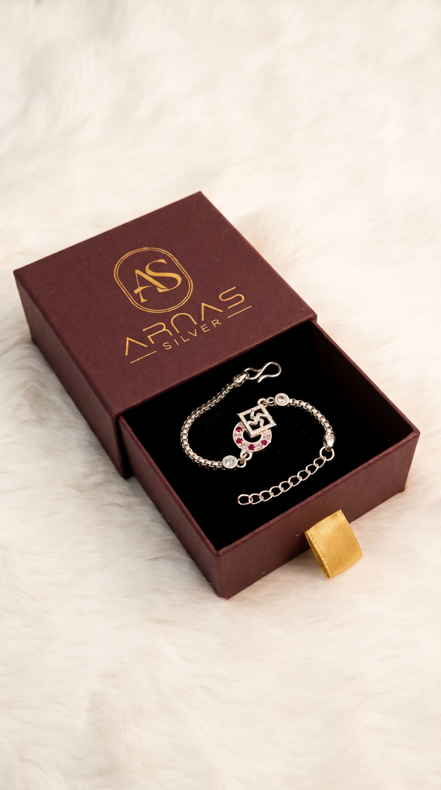 ARNA SILVERS Premium Silver Swastik Rakhi Bracelet