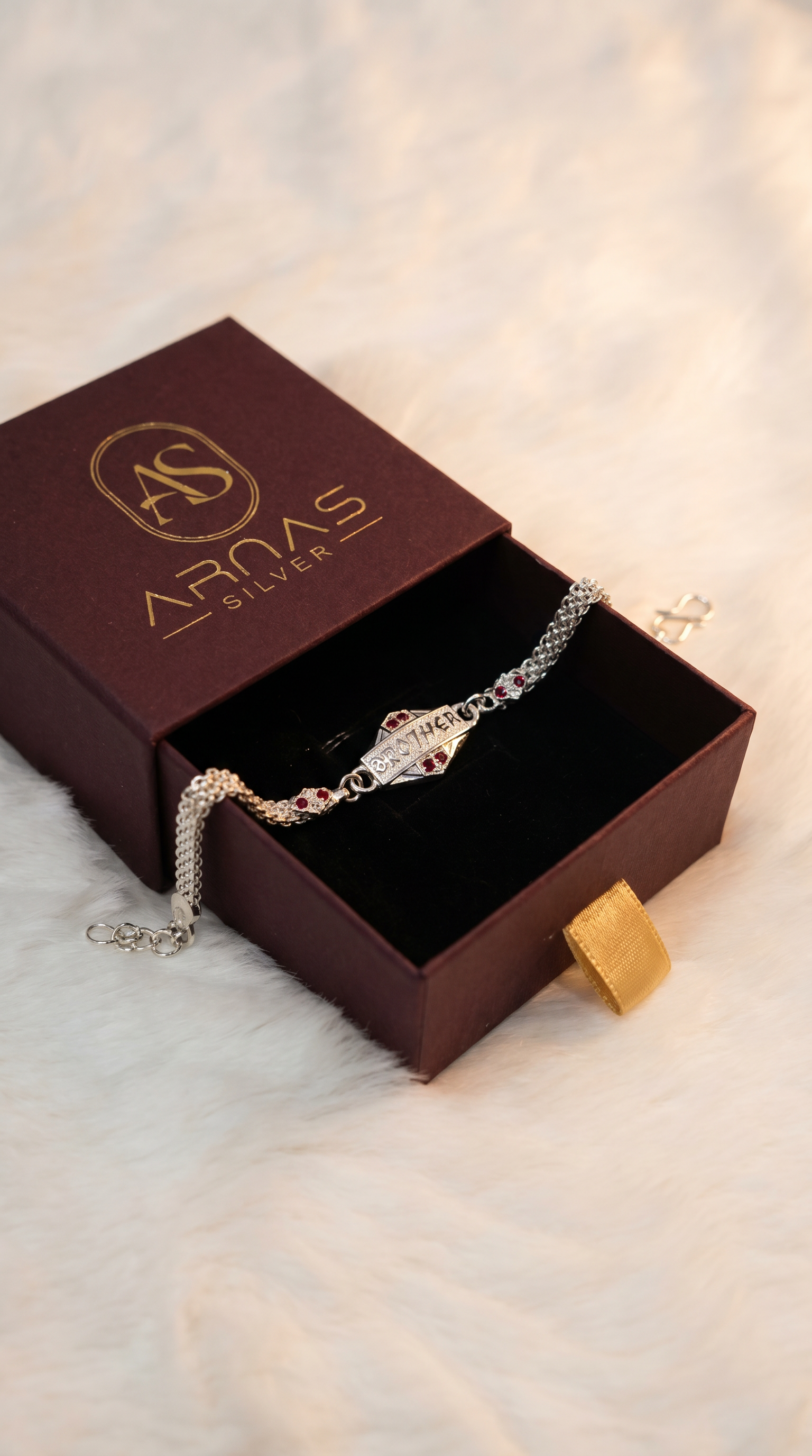 ARNASILVERS Premium Genuine Silver Brothers Rakhi Bracelet
