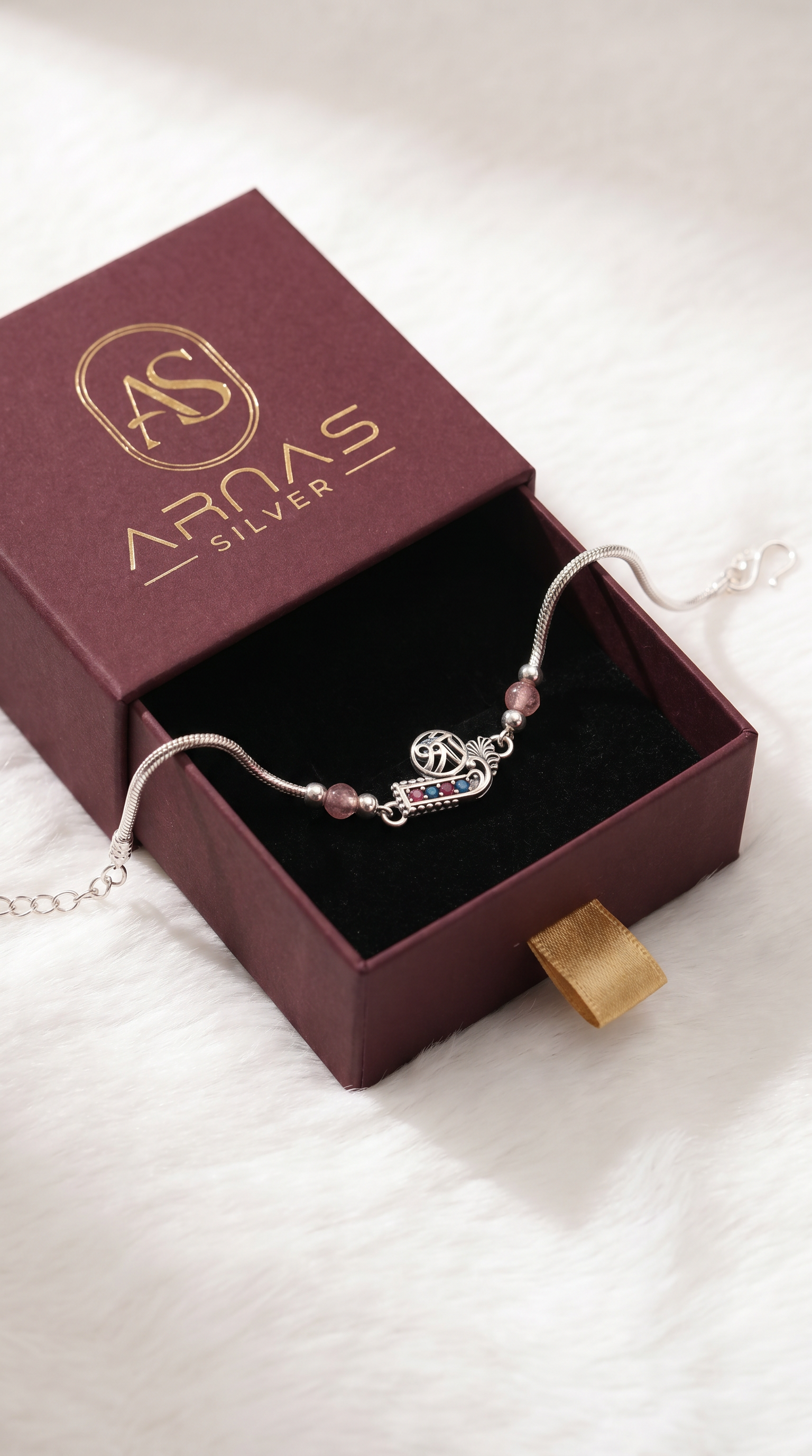 ARNASILVERS Premium Silver Krishna Flute Rakhi Bracelet