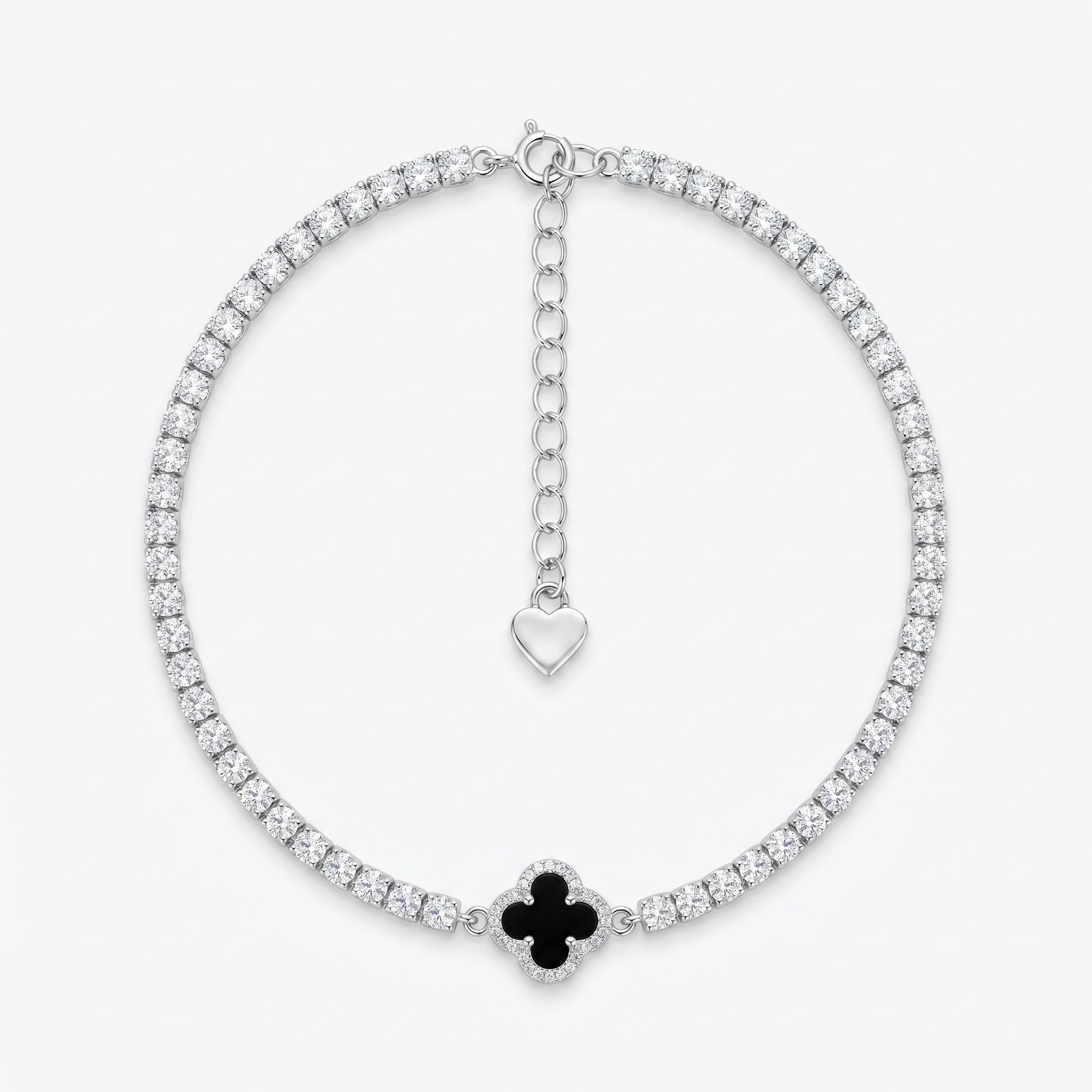 Sparkling Onyx Clover Tennis Bracelet