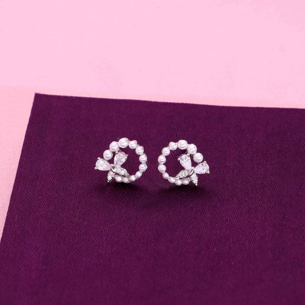 Sterling Silver Charming Pearl Butterfly Earrings