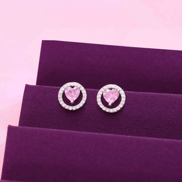 Pink Pave Heart Earrings
