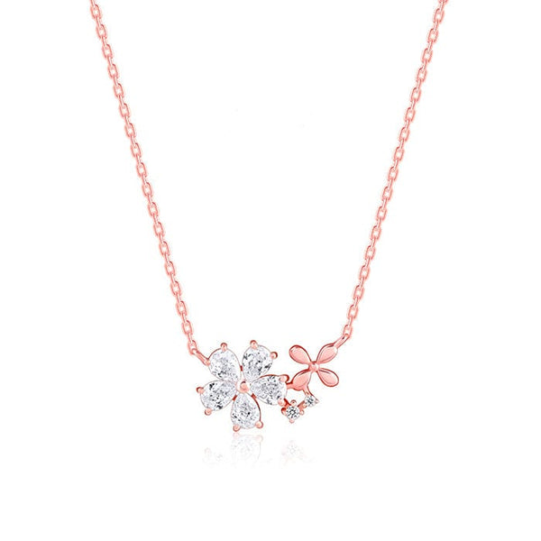 Rose Gold Flower Cluster Necklace