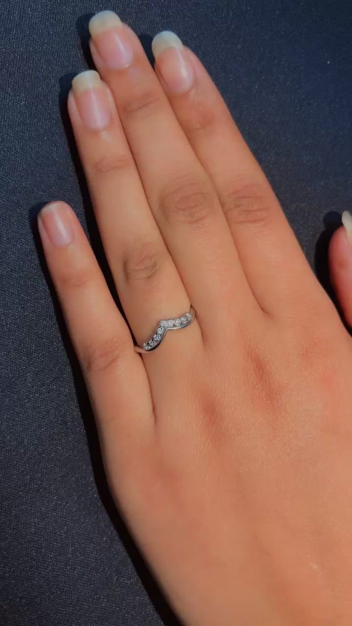 V-Shape Stackable Silver Ring | Cubic Zirconia