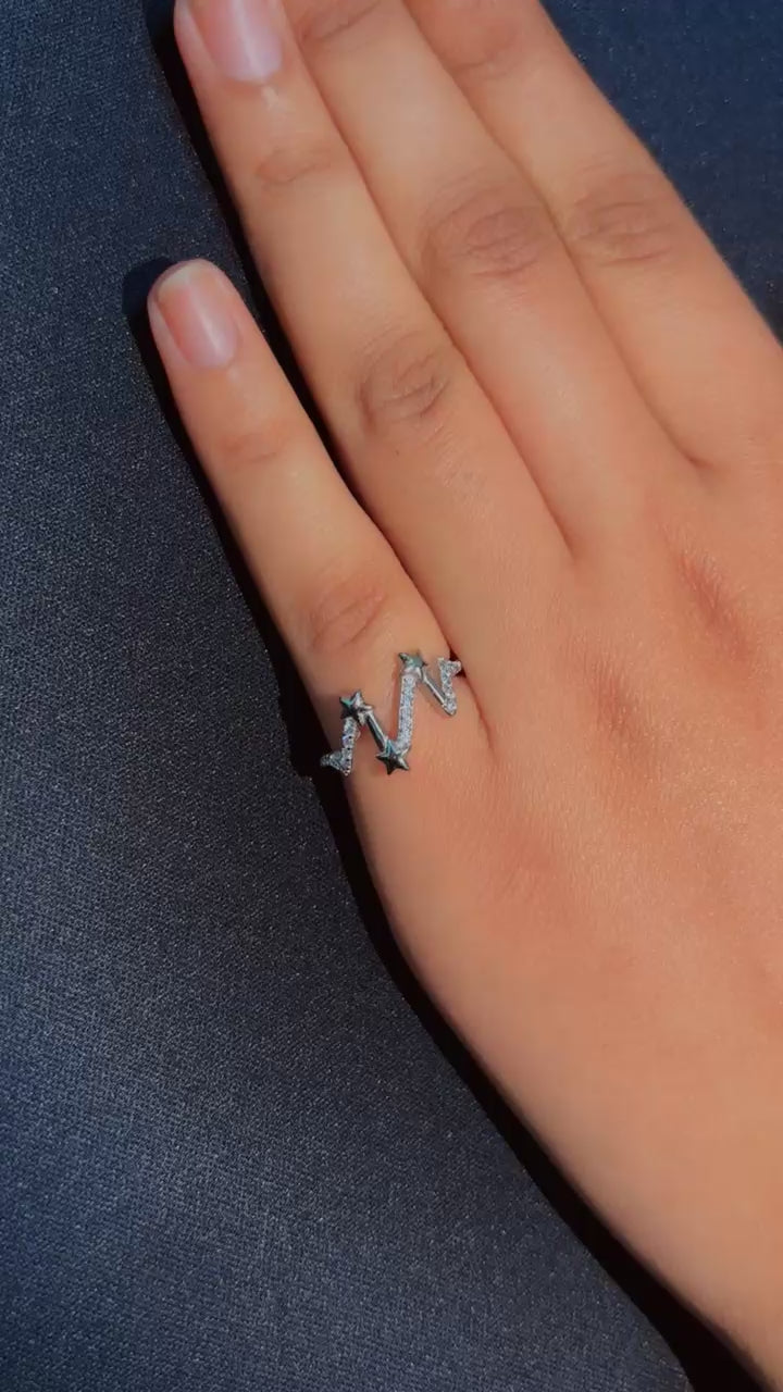 Arna's Silver – Celestial Star Trail Ring in 925 Sterling Silver