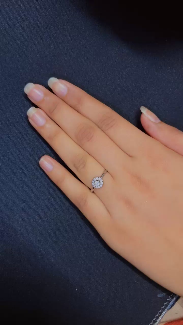 Sterling Silver Classic Halo Diamond-Style Ring