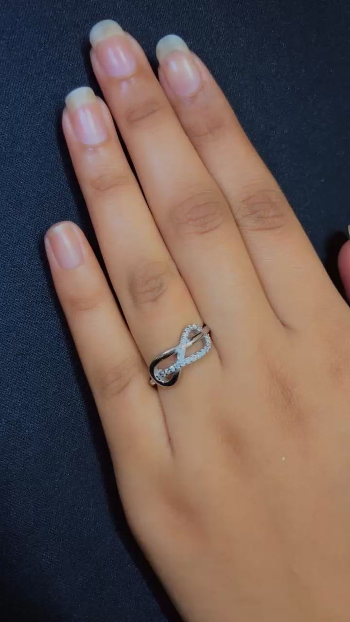 Classic Infinity Knot Ring in 925 Sterling Silver | Paved CZ Crystal Band