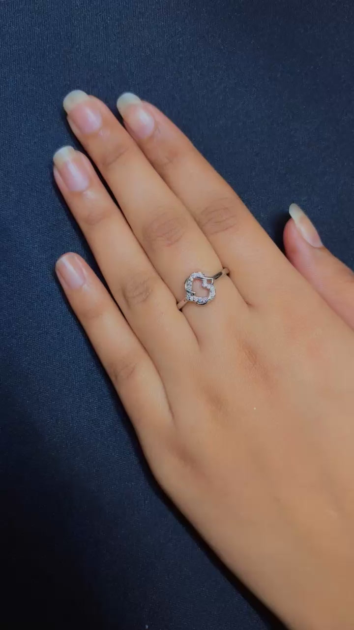 Arna's Silver 925 Sterling Silver Interlocked Heart Ring – Rhodium Plated