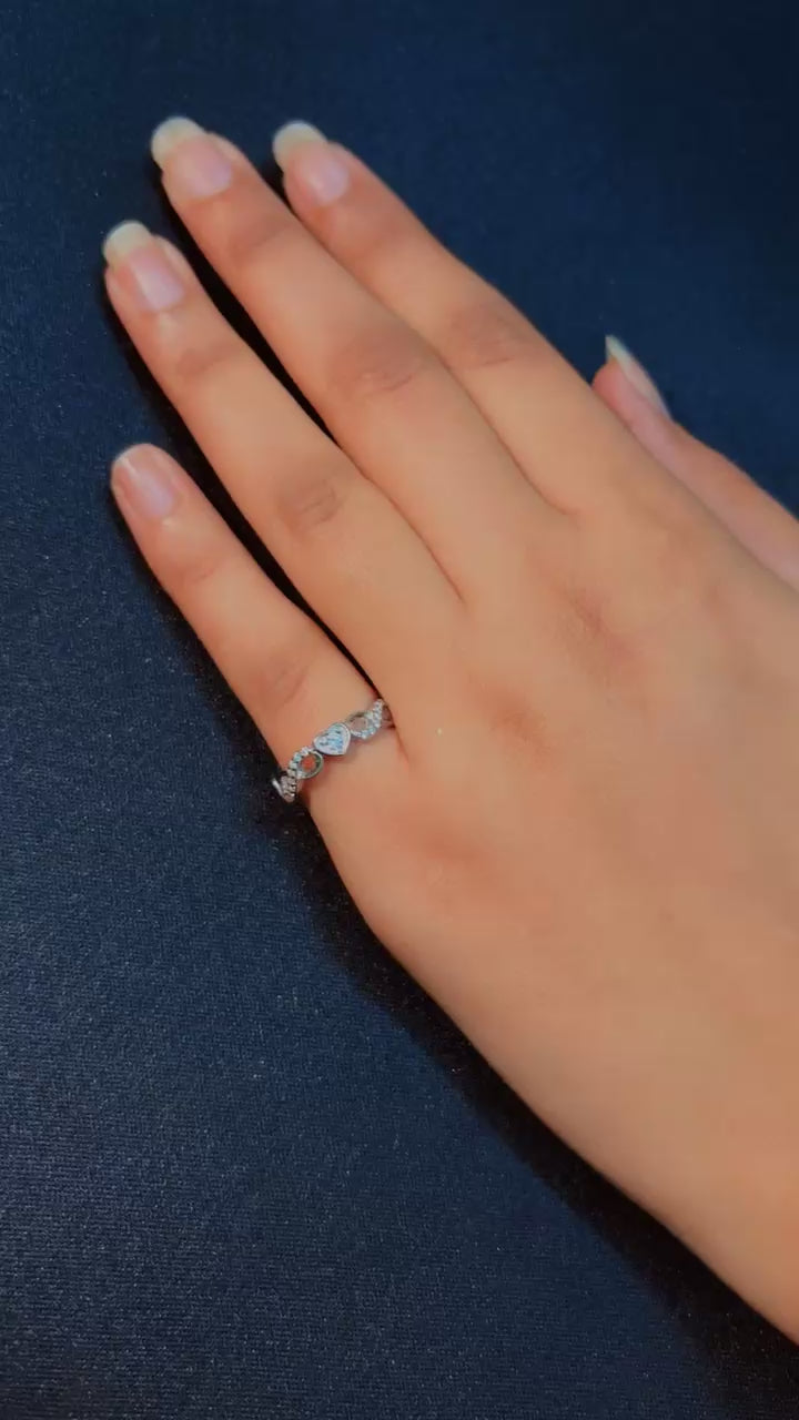 925 Pure Sterling Silver Infinity Heart Zircon Ring